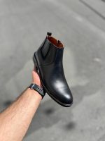 بوت تمام چرم طبیعی مشکی مردانه - Image 2