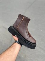 بوت لژدار دو طرف زیپ قهوه ای مردانه